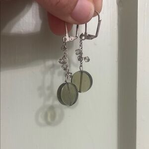 Elegant Silver and Green Dangle Earrings